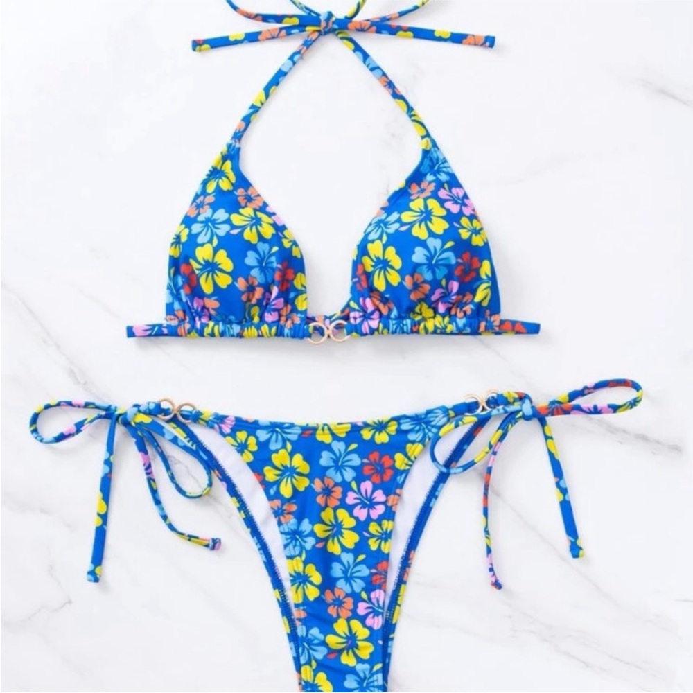 Floral Blue Bikini Set
